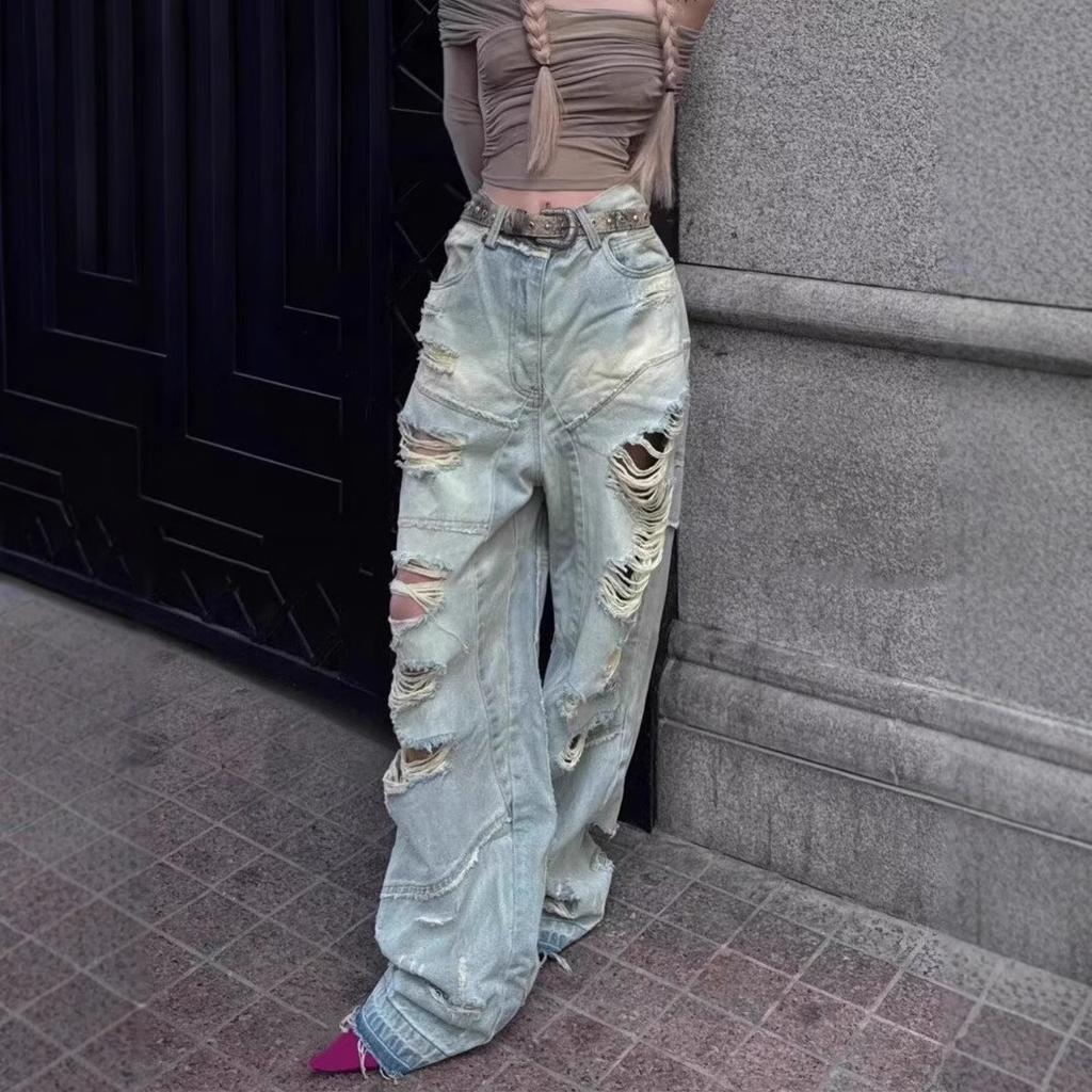 Мужской костюм JYL Американская джинсовая куртка с жаккардовым узором и брюки прямого кроя