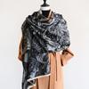 Design Style Phoenix Black Gold Imitation Cashmere Scarf for Women's High-end Gradient Black Mountain Cloud Shawl Scarf