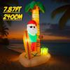 7.87FT Inflatable Santa Toy Tropical Beach Palm Tree Decorations for Yard Xmas Supplies LED Lights Home Ornaments Holiday Gift