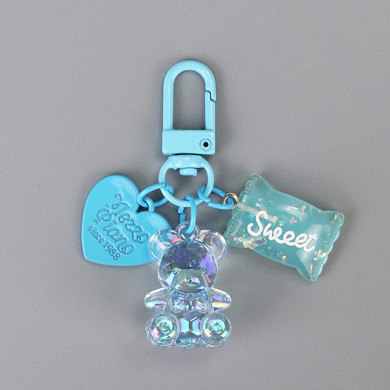 Cartoon Bling Heart Bear Animal Candy Keychain Keyring Creative Cute Bag Pendant