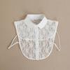 "Women's White Hollow Lace Detachable Chiffon Collar - Versatile Sweater and Shirt Accessory"