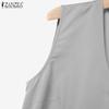 ZANZEA Womens Casual Long Vest and Pants Summer Two Piece Suit Sets