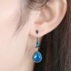 1 Pair Women Drop Earrings Blue Cubic Zirconia Water Drop Hanging Earrings Prom