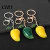 Casual Style Keychain Pendant Zinc Alloy Mango Shape Key Chain with Lobster Clasp Easy to Hang Holder Backpack Car Accessory Fruit