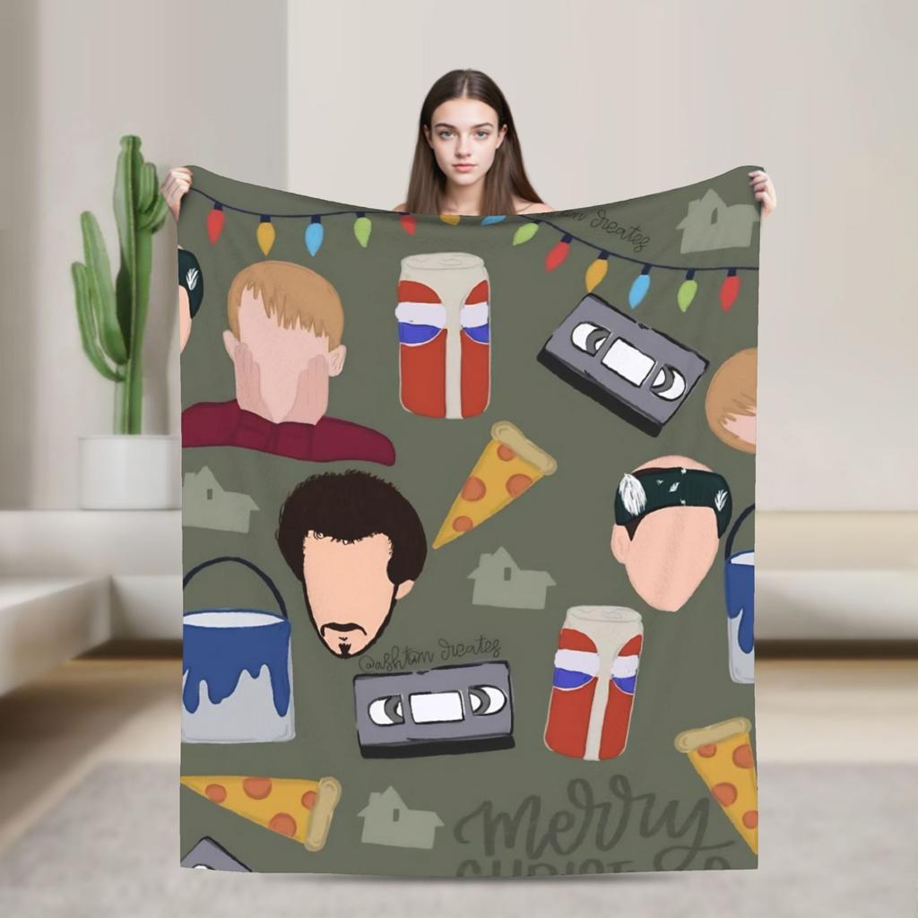 Home Alone Merry Christmas Blanket Quality Warm Soft Throw Blanket Autumn Travel Couch Chair Sofa Bed Funny Bedspread