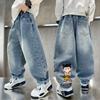 Джинсы для мальчиков Детские Модные Осенние Брюки Свободные Повседневные Брюки