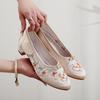 [Rouya] 2025 Spring New Old Beijing Cloth Shoes Simple Temperament Cheongsam Single Shoes Ethnic Style Embroidered Shoes