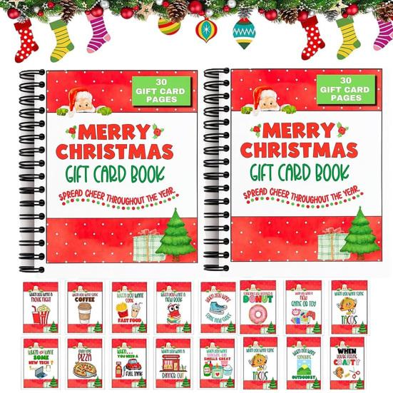 Christmas Gift Card Book Colorful Spiral Bound Merry Christmas Card Book 30 Pages Hardcover Keepsake Gift Card Holder Xmas Gifts