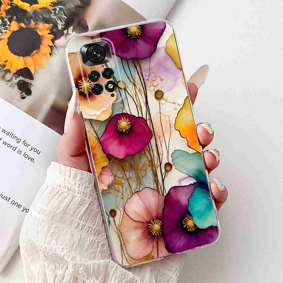 Чехол с ярким цветком для Xiaomi Redmi Note 11 4G, силиконовый, мягкий, ударопрочный задний чехол для Redmi Note 11S Note11s Note11 4G