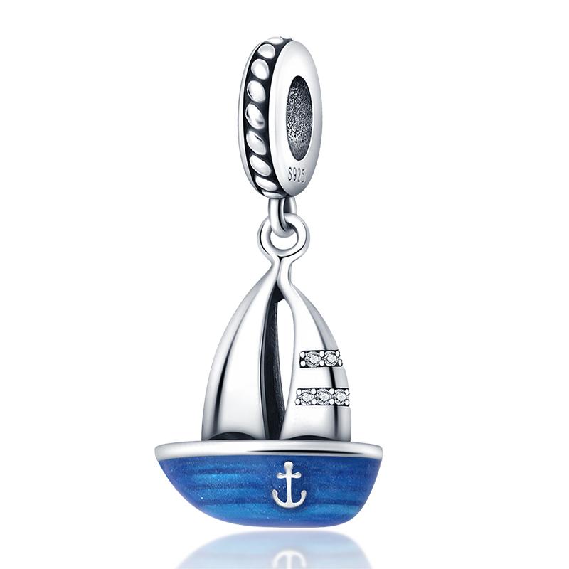 Ocean Модные Шармы-Подвески из Серебра 925 Пробы Дельфин Краб Лодка Пляж Бусины Подходят для Браслетов 3 мм Оригинальные DIY Продуманные Изделия Тонкой Работы Подарки