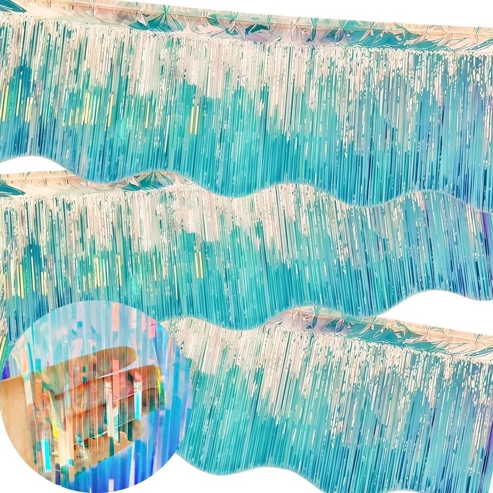 38x300CM Wave Banner Colorful Foil Curtain Scene Decoration Tinsel Fringe  Scenic Area