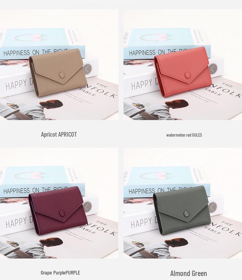 Женский компактный кошелек в японском стиле, милый, из мягкой коровьей кожи, простой складной конверт, монетница