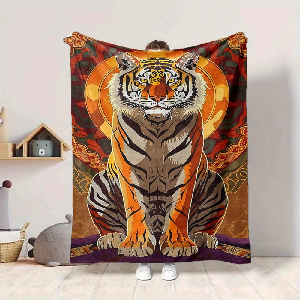 1 шт. Плед с принтом тигра, легкий фланелевый флис с цифровой печатью, мягкий, теплый, для дивана, путешествий, кемпинга, офиса, дивана, кресла и кровати, всесезонный