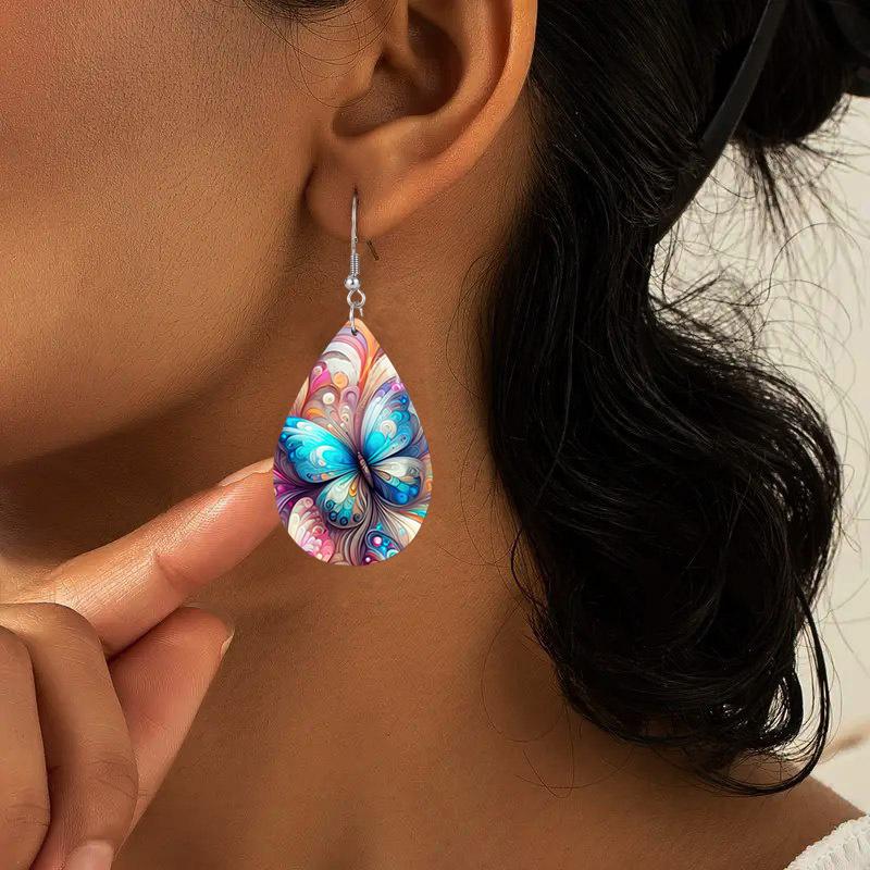 Exquisite Butterfly PU Leather Earrings Fashion Earrings Holiday Gifts for Friends Party Fashion Accessories Elegant Earrings Party Earrings
