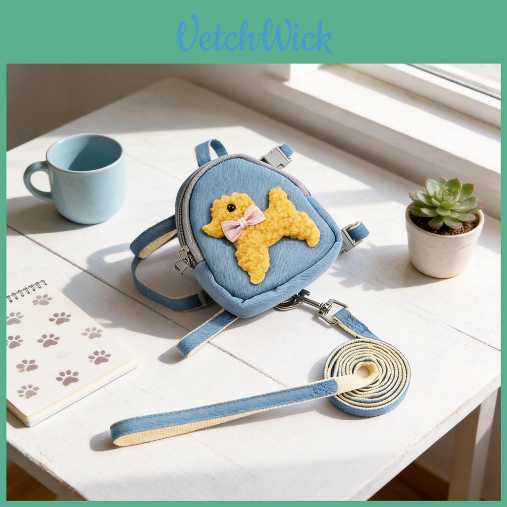 Pet Backpack Leash For Small Dogs And Cats With Non Extendable Design For Daily Walks