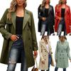 Fashion Women Trench Casual Solid Color Coat Adult Elegant Fashion Long Sleeve Lapel Neck Double Breasted Belted Coat For Female Plus Size