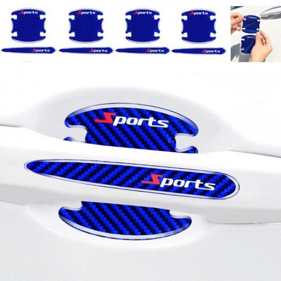 8PCS Blue Car Door Handle Bowl Sticker Protector Film Anti-Scratch Accessories