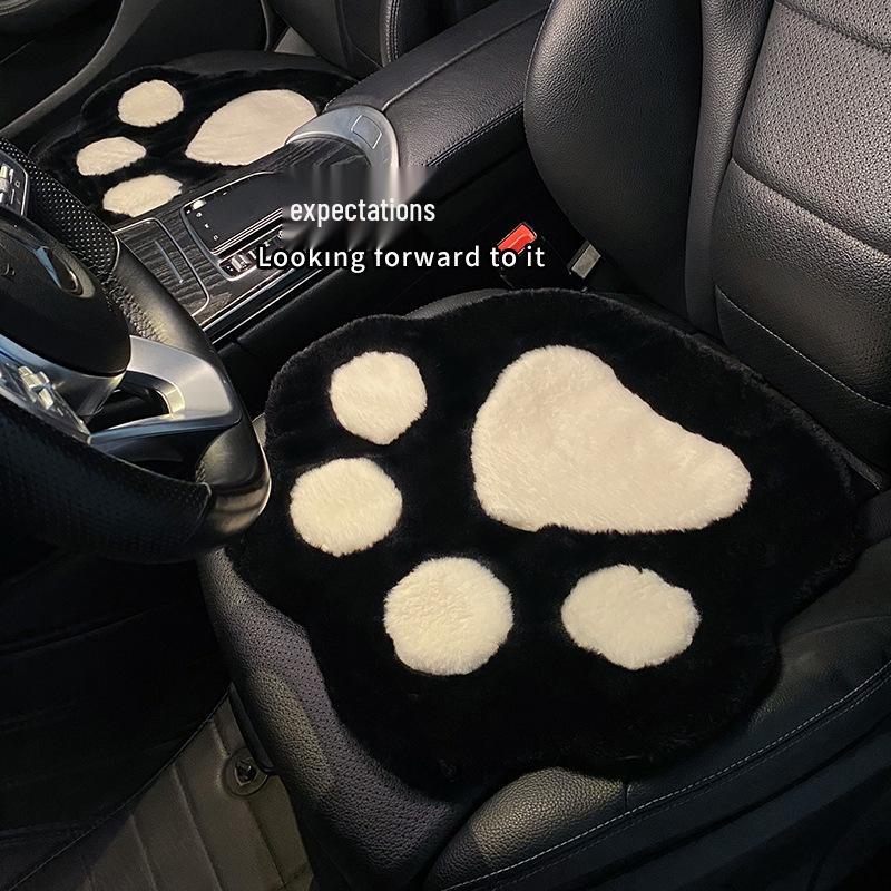 Universal Cute Cat Paw Plush Car Seat Cushion with Heating for Women - Four Seasons Use