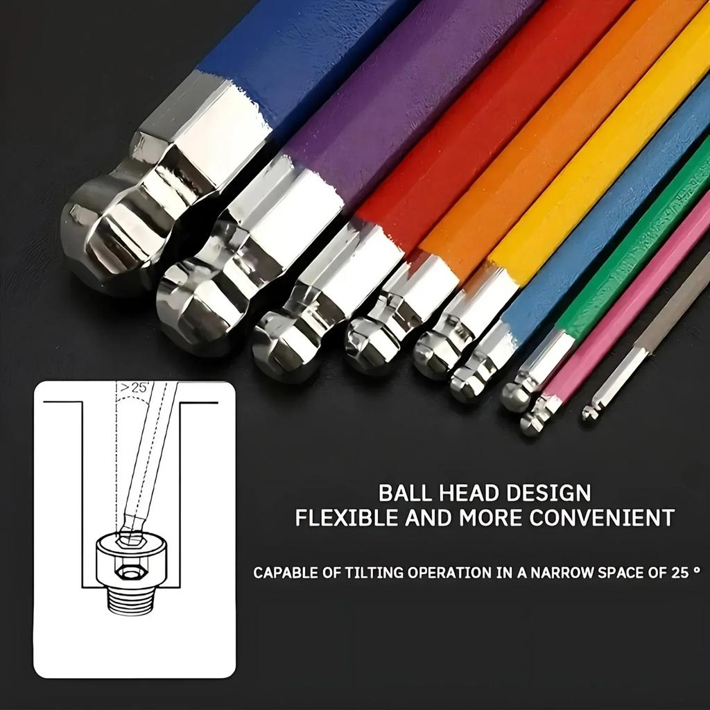 Набор шестигранных ключей с длинным рычагом 9 шт. Шестигранный ключ для набора инструментов для ремонта велосипеда Размеры от 15 мм до 10 мм Идеально подходит для обслуживания велосипеда