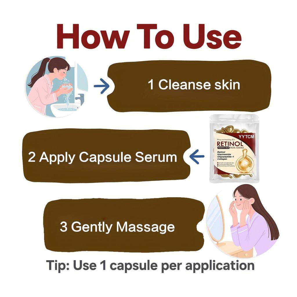 Retinol Firming Facial Moisturizing and Moisturizing essence Capsule, deep moisturizing (0.5gx30 capsules)/bag -1 bag
