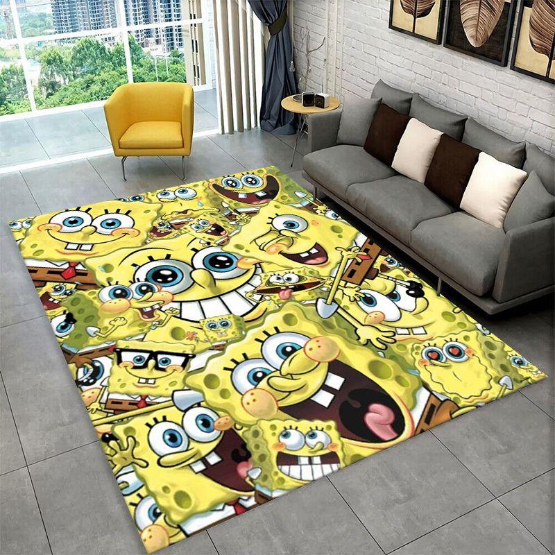 Cute S-SpongeBob Cartoon Non-Slip Area Rug for Living Room,Bedroom,Playroom,Soft Carpet Floor Mat Home Decor Rug Kids Room Gift