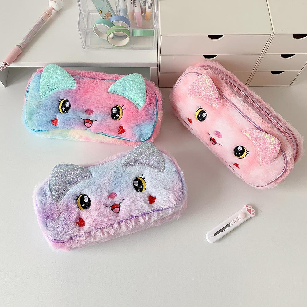 Plush Korean Style Pencil Case Desktop Storage Plush Pencil Pouch Kawaii Y2K Stationery Bag  Women