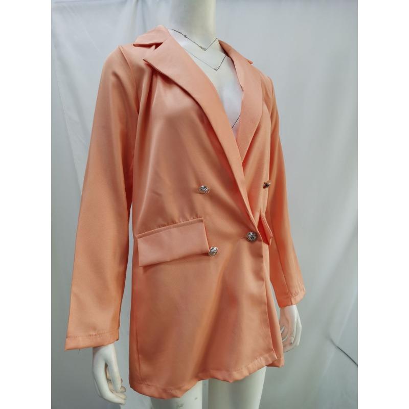 Women S Solid Color Lapel Blazer Coat Straight Fit Short Length Casual Outerwear