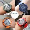 Red Watch Men Military Sport Silicone Strap Chronograph Quartz Wristwatch with Luminous Hands Date 3atm Waterproof Orange