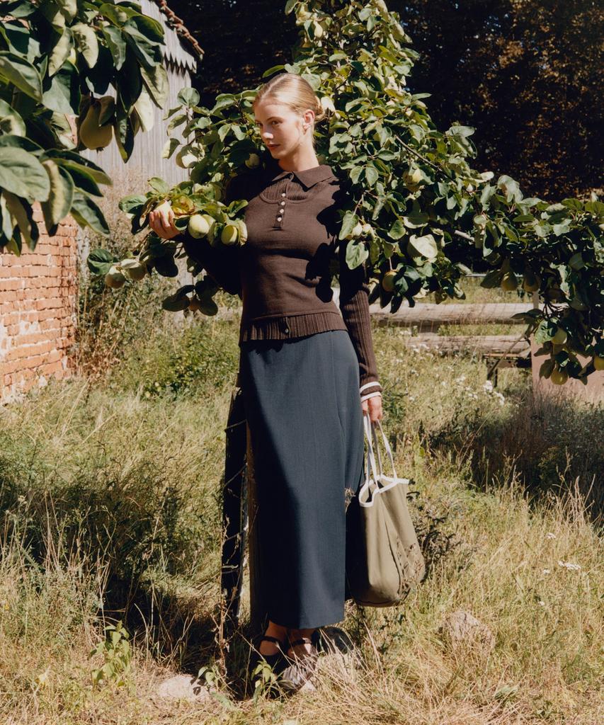 Polneua Maxi Pencil Skirt (Charcoal)