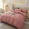 "Pure Color Sanded Four-Piece Bedding Set - Simple Style Quilt, Bedsheet for Dorms, Autumn/Winter."
