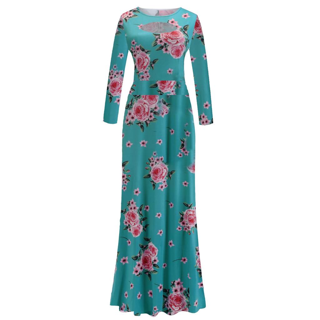 Лоскутное длинное платье с цветочным принтом, женские богемные осенние макси-платья с длинными рукавами и длинными рукавами