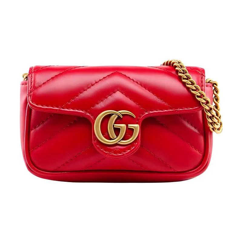 GUCCI GG Marmont Quilted Leather Handbag Coin Purse Extra Mini Women's Red (Unisex) Wallets 575161 DTDCT 6433