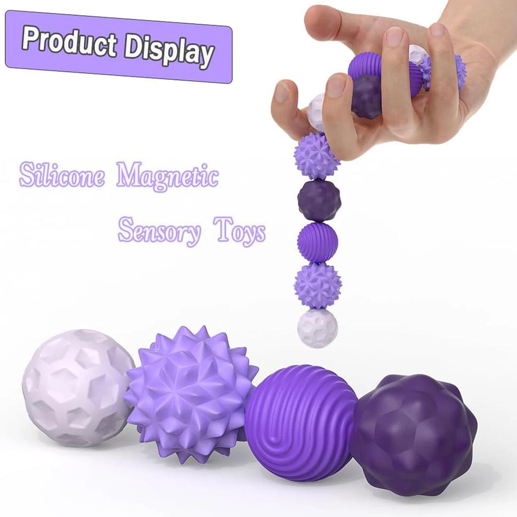 Magnetic Sensory Balls Silicone Pocket-friendly Fun Autism Calming Fidgeting Toys for Adults Kids To Relieve Stress Massage Ball