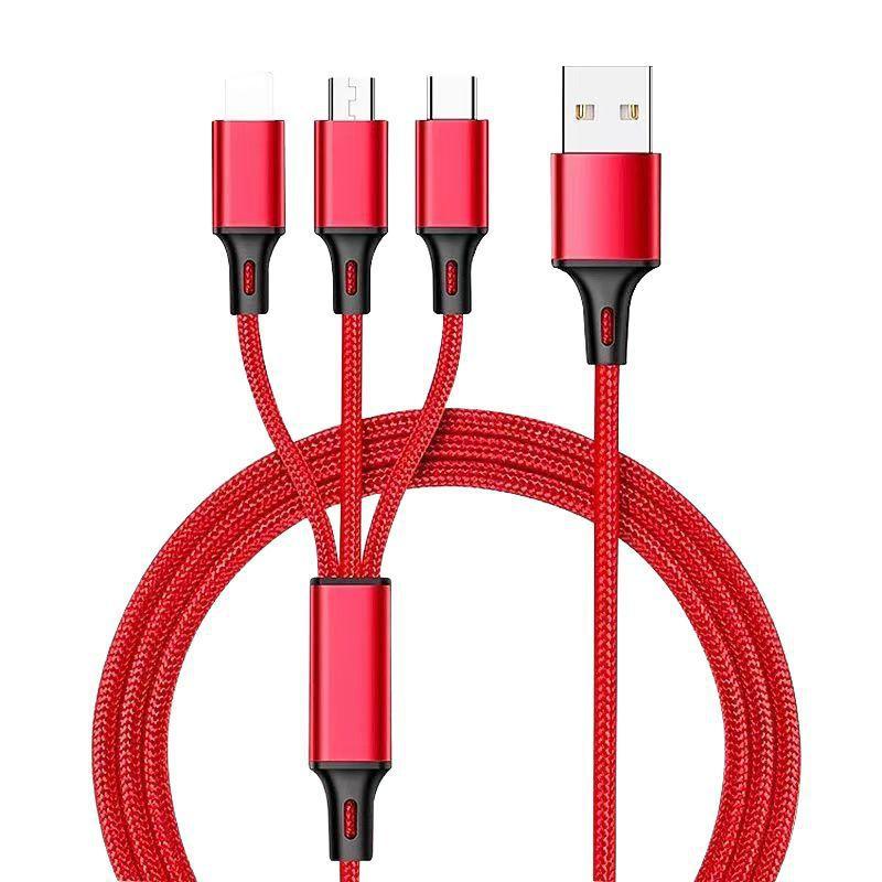 3 в 1 USB-кабель Micro USB Type C Зарядный кабель с несколькими USB-портами Быстрозарядный шнур для iPhone 11 12 13 Pro Max Xiaomi Samsung