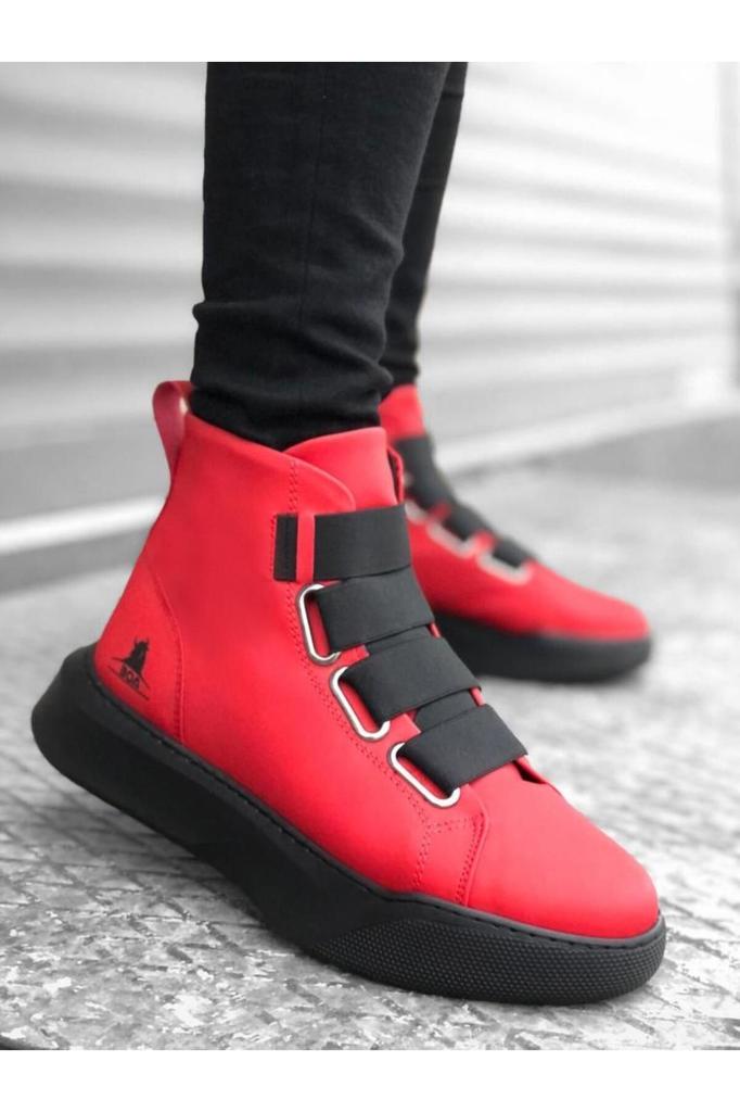 Men's Fashion Flat Heeled Booties Bootie Ba Banded High Sole Red Sports Boots Shoes