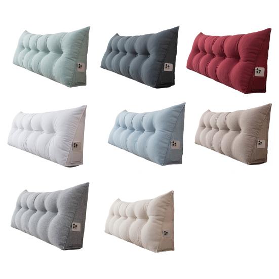 Подушка для изголовья с боковым карманом Льняная Треугольная Подушка-клин для изголовья Подушка-валик для кровати для поддержки плеч, спины, поясницы Общежитие Дом Спальня