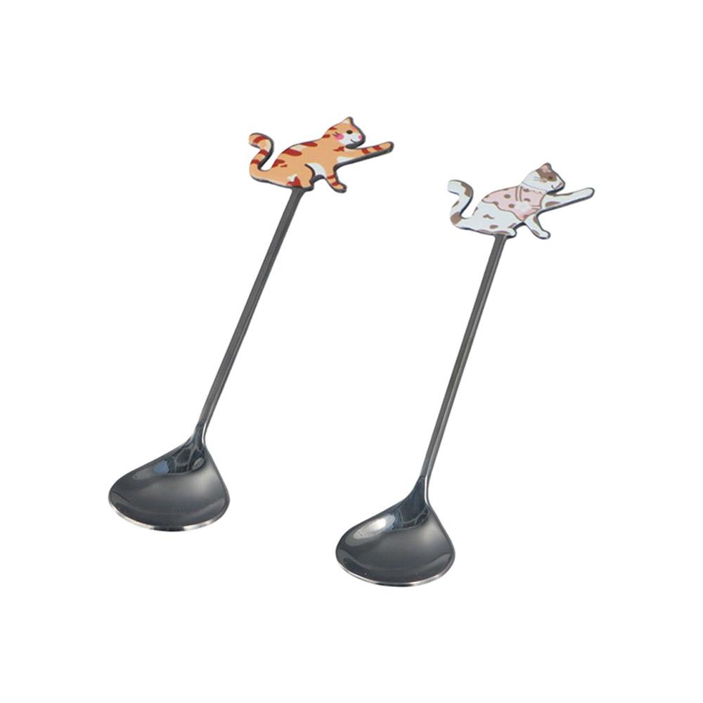 Japanese Korean Style Cat Fish Stainless Steel Spoon Polished Teaspoon Cute Stirring Spoon Cake