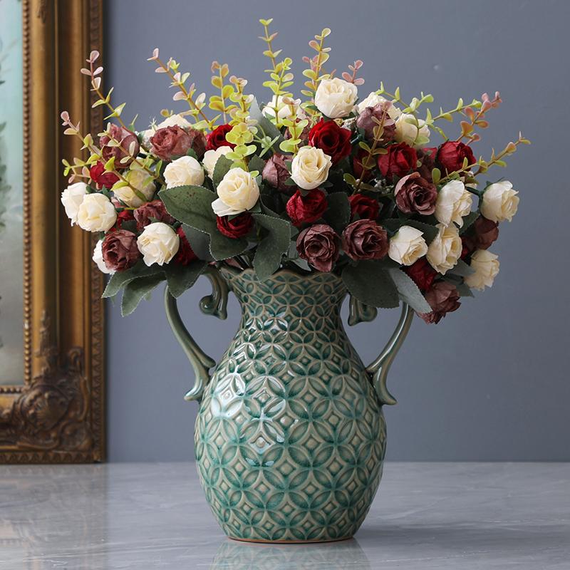 Американская керамическая ваза для гостиной, настольная цветочная композиция, креативный европейский стиль, крыльцо, ТВ-шкаф, декоративные украшения
