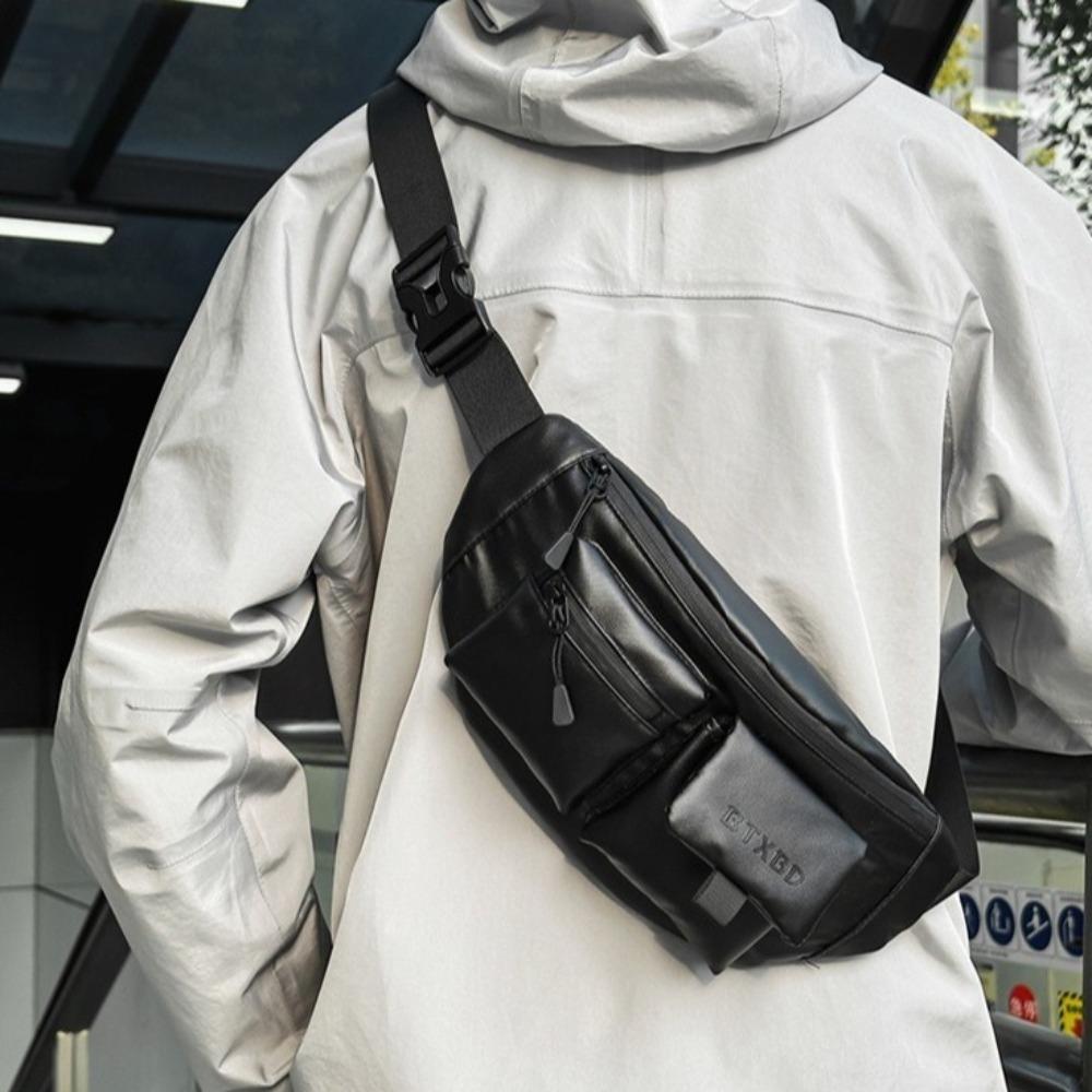 Однотонная мужская нагрудная сумка Легкая поясная сумка для телефона Простая спортивная сумка для телефона Мужская