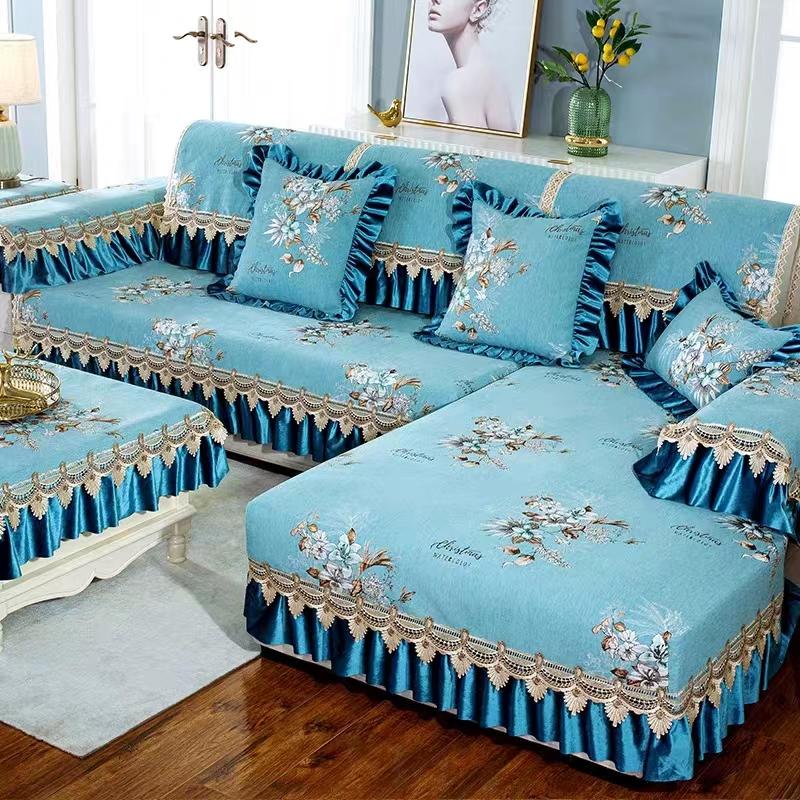 Thicken Lace Chenille Sofa Cover Cushion European Sofa Towel Covers Non-slip Couch Slipcovers Sofa Towel for Living Room Decor