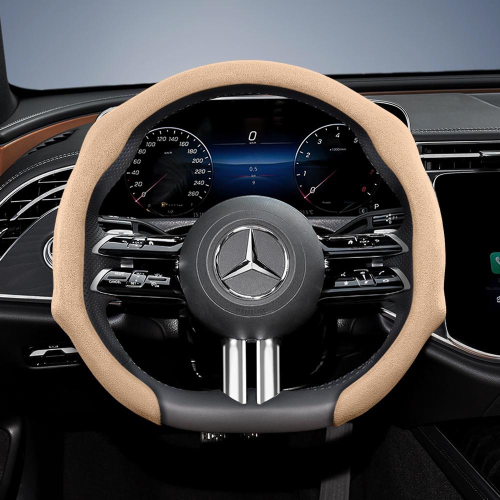 Подходит для премиальных замшевых накидок на руль Mercedes-Benz с защелками, нескользящих и долговечных, доступны в круглом и D-образном исполнении