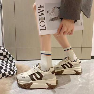 Обувь для женщин Платформа Повседневные Кроссовки Женские Кожаные Лоскутные Круглые Носки Разноцветные Дышащие Шнуровка Женские Кроссовки