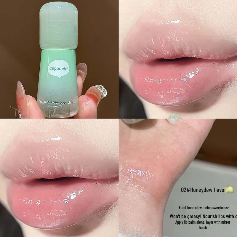 Прозрачное фруктовое масло для губ Cappuvini Nude: Корейский блеск для губ с эффектом сияния, увлажняющий и питательный