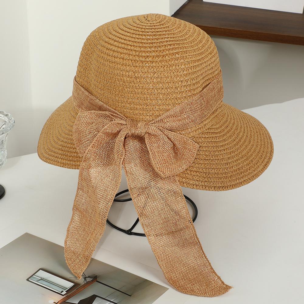 Женская соломенная шляпа с широкими полями от солнца - Складная пляжная и отпускная шляпа