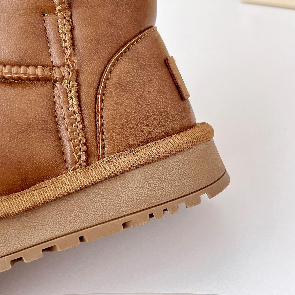 Новые зимние ботинки на толстой подошве с интегрированным мехом для мальчиков 25 зимние новые бархатные короткие ботинки утолщенные теплые хлопковые ботинки для девочек