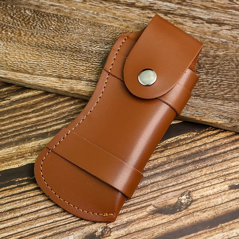 Коричневый складной нож в ножнах, инструмент, фонарик, петля для ремня, чехол, кожаный чехол, карман, охотничий лагерь, оборудование для переноски на открытом воздухе