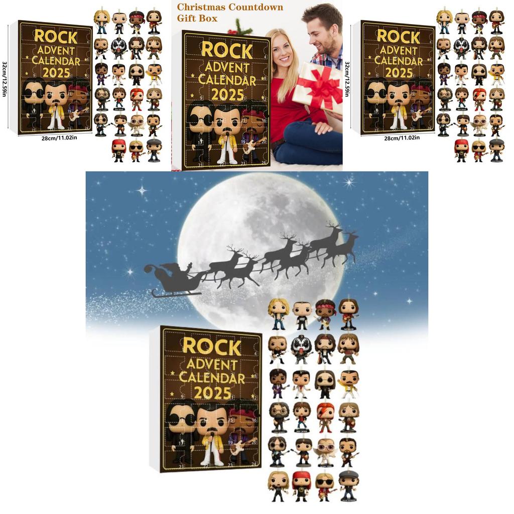 Рождественский адвент-календарь Rock Band с акриловыми фигурками для праздничного декора и дарения