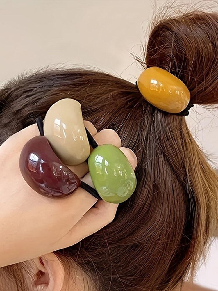 6 шт. Нефритовая узорчатая петля для волос с ярким изогнутым декором, высокая эластичность, дизайн с черной веревкой, простая, высококлассная, для ежедневной фиксации