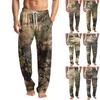 Мужские вязаные модные брюки с принтом, карманами, повседневные, пижамные
