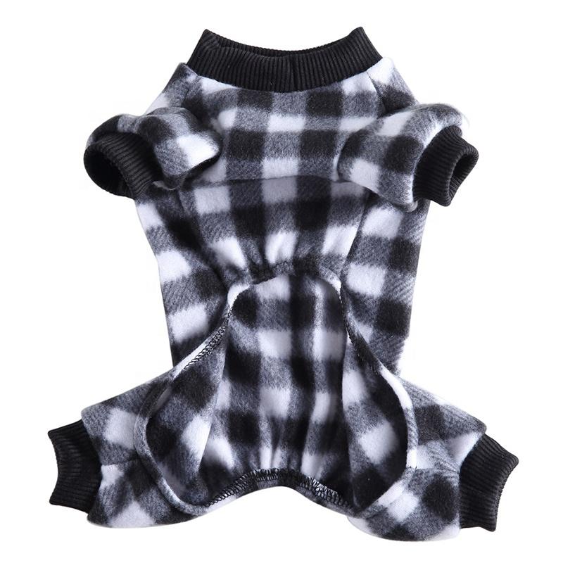 Plaid Four-Legged Polyester Pet Pajamas Soft Fleece Onesie for Small Medium Dogs Cozy Winter Sleepwear Ribbed Cuffs Classic Red